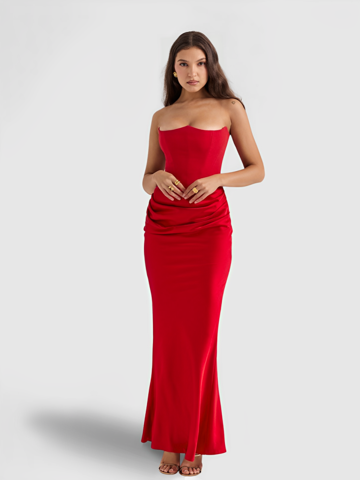 Vestido Longo Vermelho Noite De Gala Imagem secundária do produto