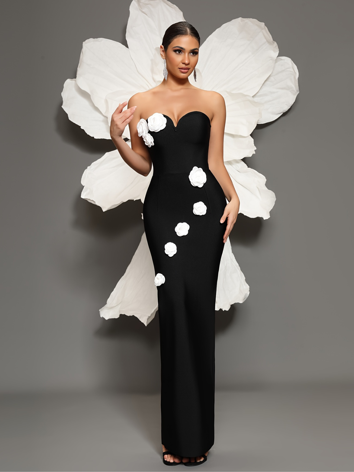 Vestido Longo Preto Poênia Imagem secundária do produto