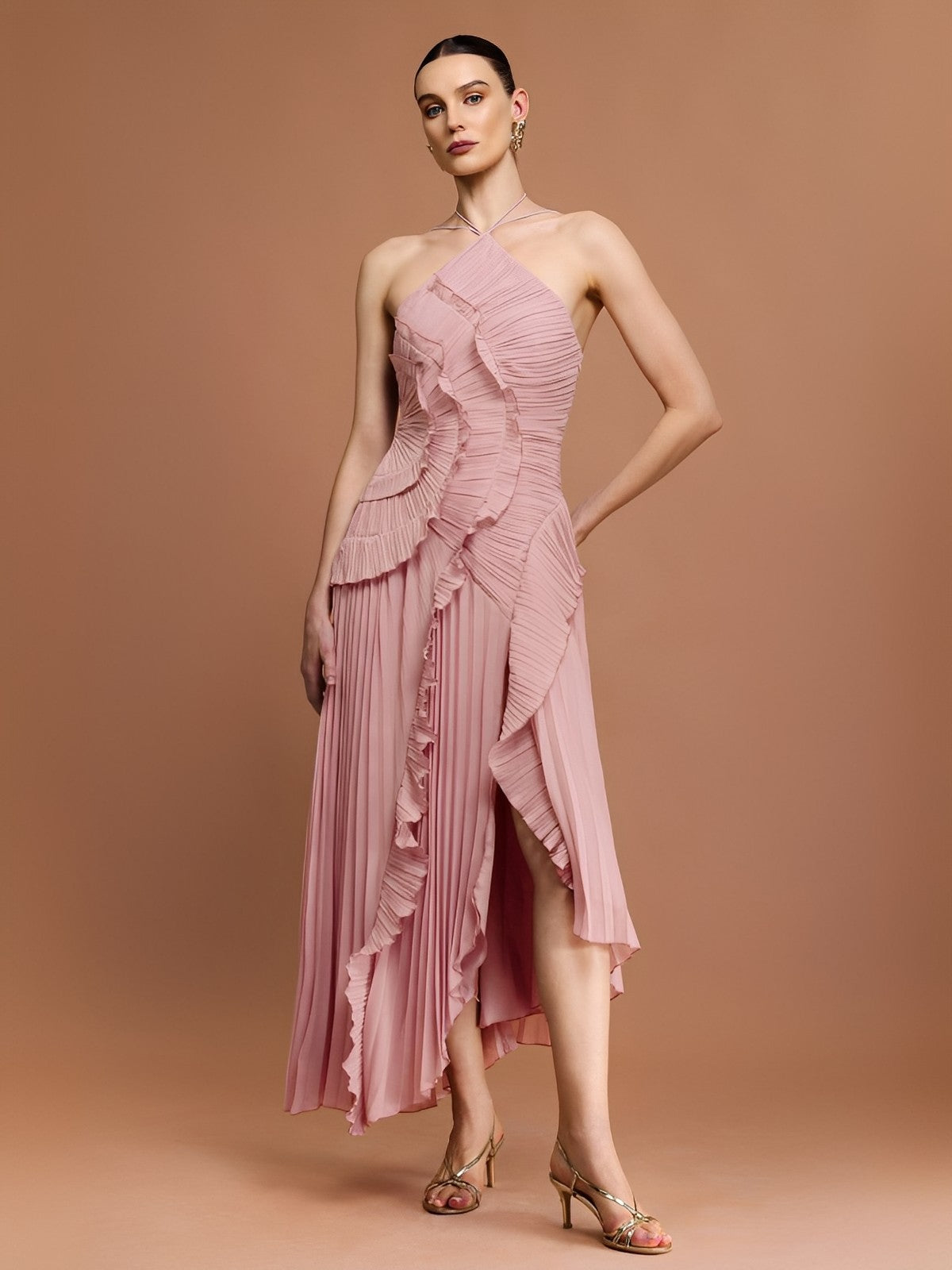 vestido-midi-rosa-fiorella-loja-zharen Imagem principal do produto